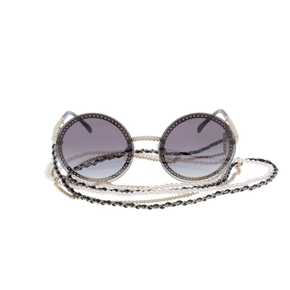 Chanel round sunglasses style 4245 round frame gold with chain
